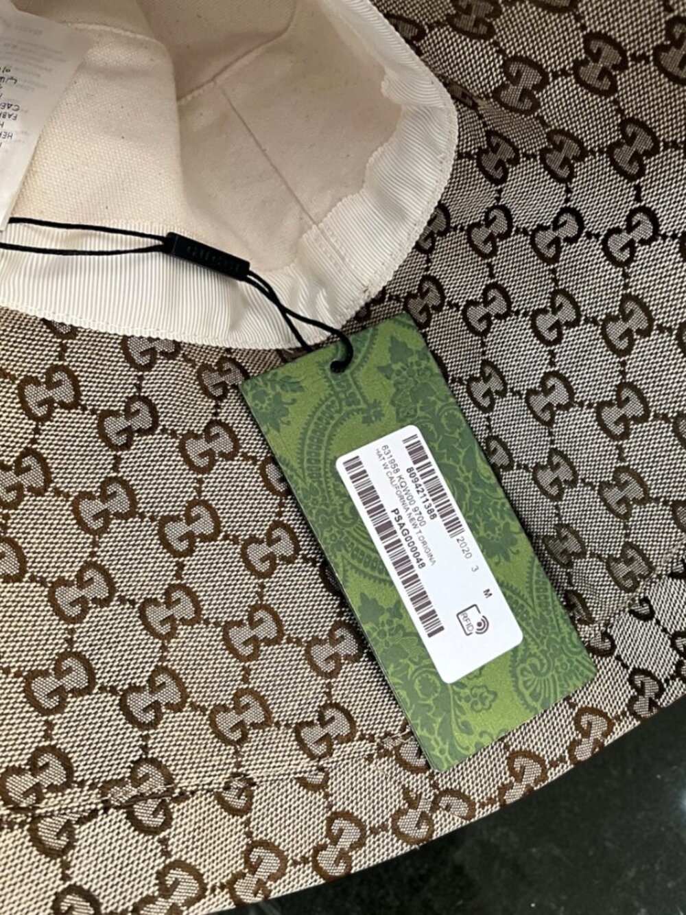 Gucci Beige GG Logo Wide-Brim Bucket Hat (Medium 57cm) - Picture 4 of 9